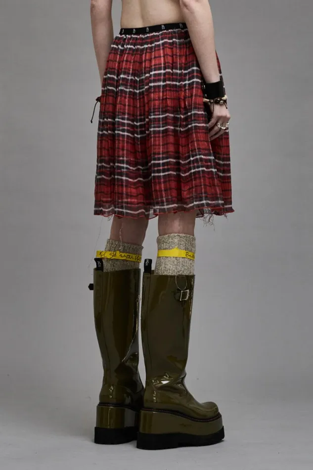 R13 Sale Women DOUBLE LAYER KILT SKIRT 8211 RED PLAID
