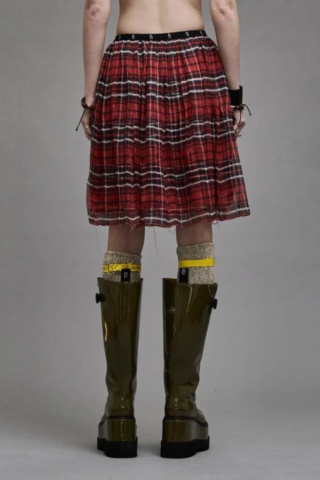 R13 Sale Women DOUBLE LAYER KILT SKIRT 8211 RED PLAID