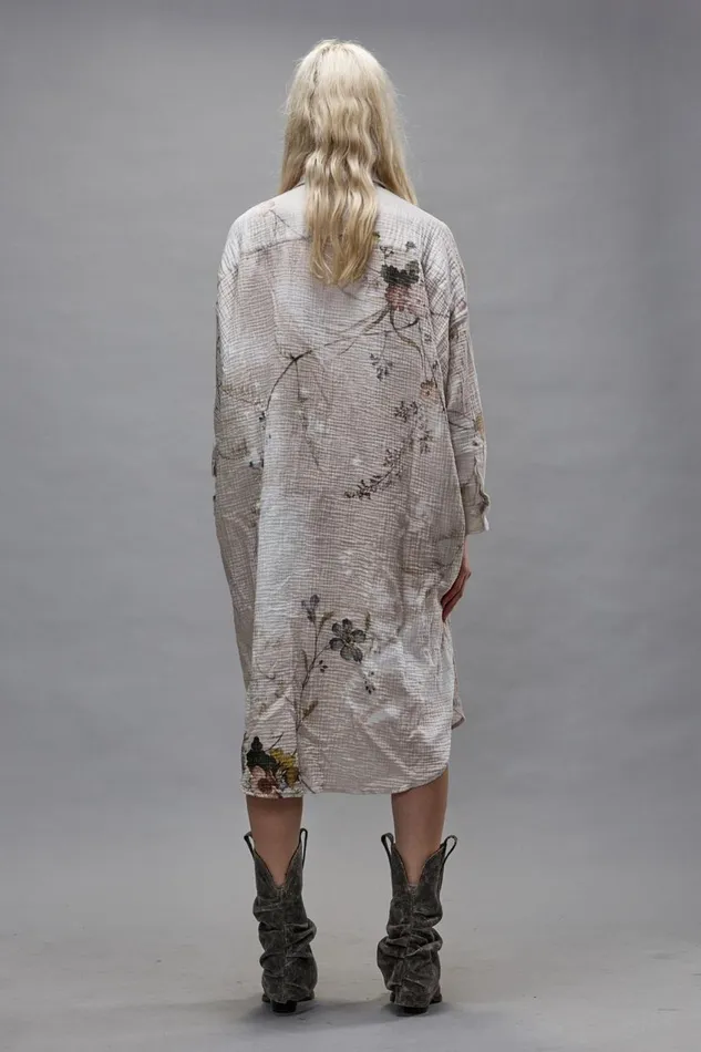 R13 Sale Women JUMBO SHIRTDRESS 8211 BLEACHED CREAM FLORAL