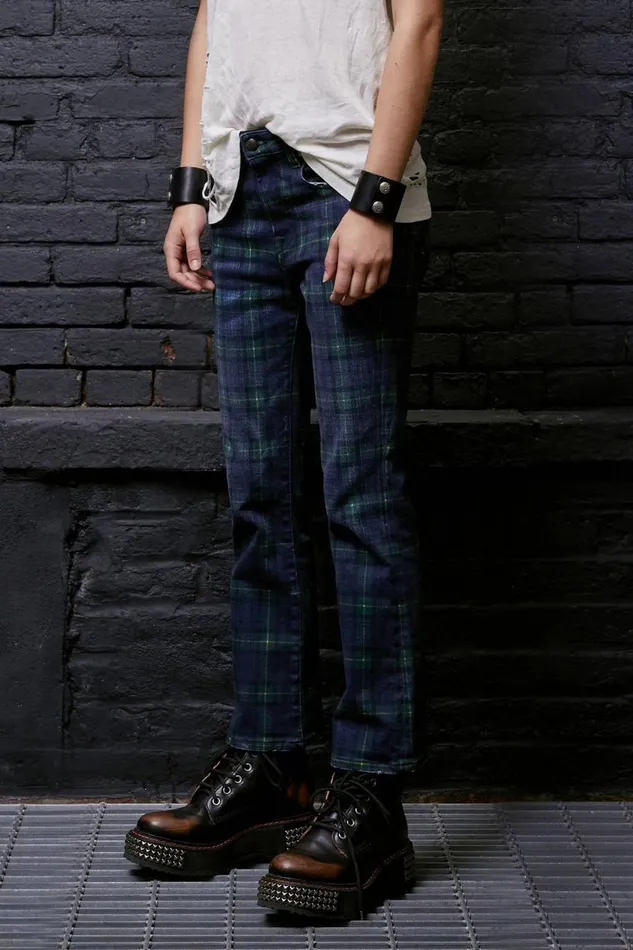 R13 Sale Women KICK FIT 8211 PRINTED TARTAN