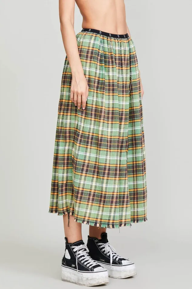 R13 Sale Women KILT SKIRT 8211 GREEN PLAID