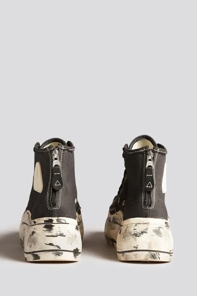 R13 Sale Women KURT HIGH TOP SNEAKERS 8211 SCRATCH PAINT BLACK