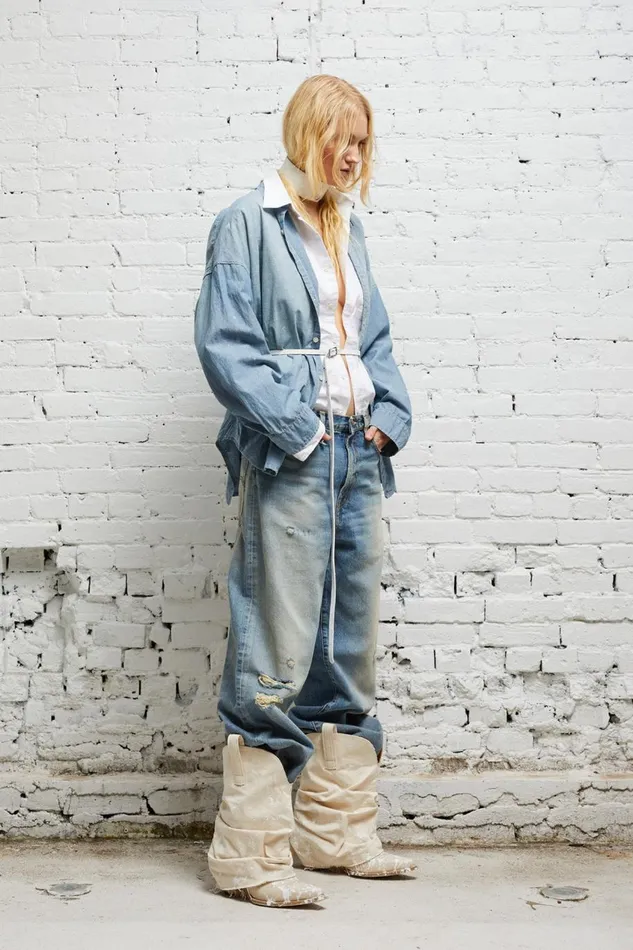 R13 Sale Women LONG SLEEVE BUTTONUP 8211 BLUE CHAMBRAY