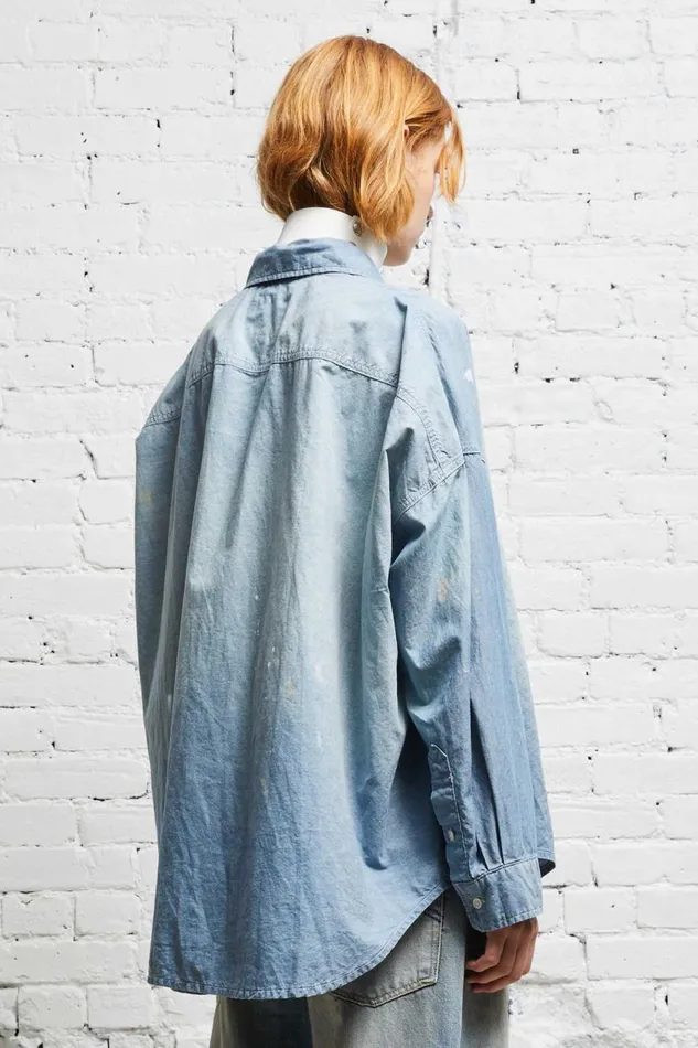 R13 Sale Women LONG SLEEVE BUTTONUP 8211 BLUE CHAMBRAY