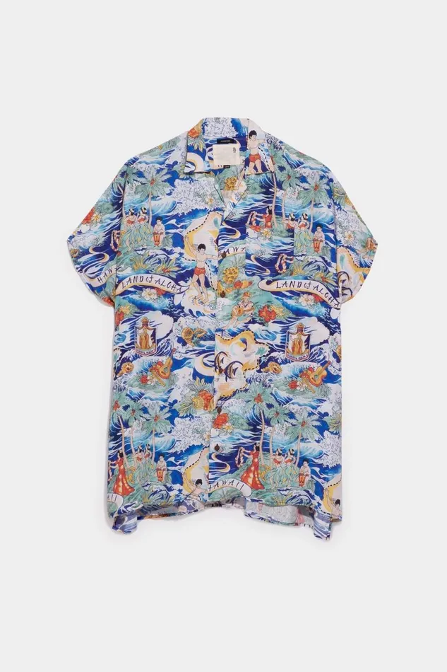 R13 Sale Women Oversized Boxy Hawaiian Dress Denim