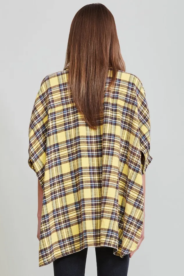 R13 Sale Women Plaid Oversized Boxy Shirtdress 8211 Yellow Plaid Denim