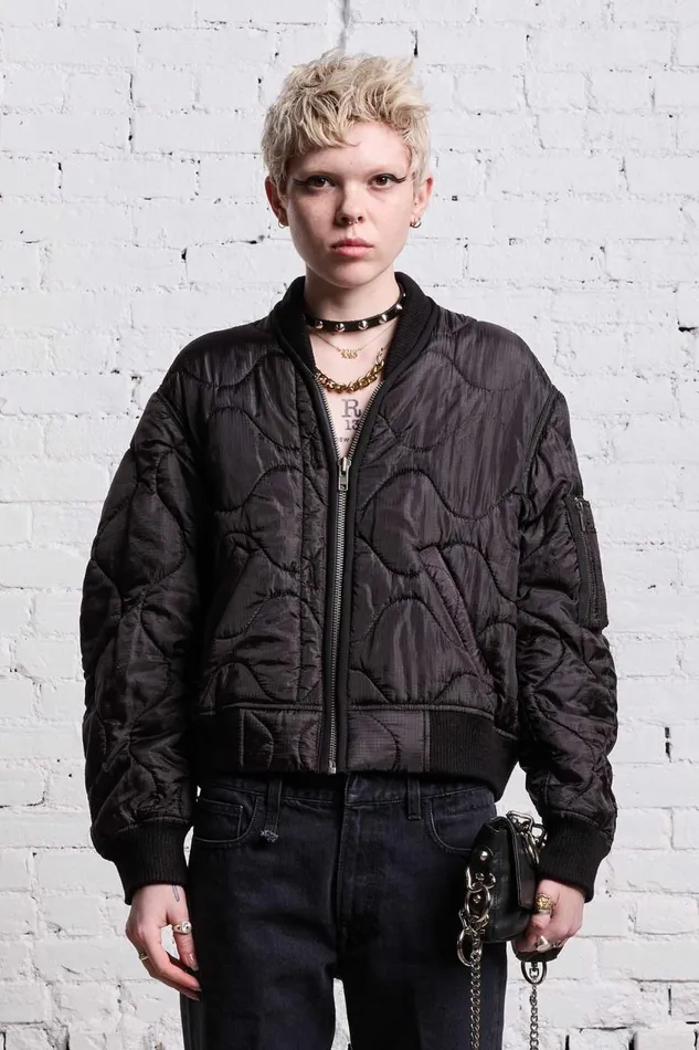 R13 Sale Women REFURBISHED LINER BOMBER 8211 BLACK OVERDYE