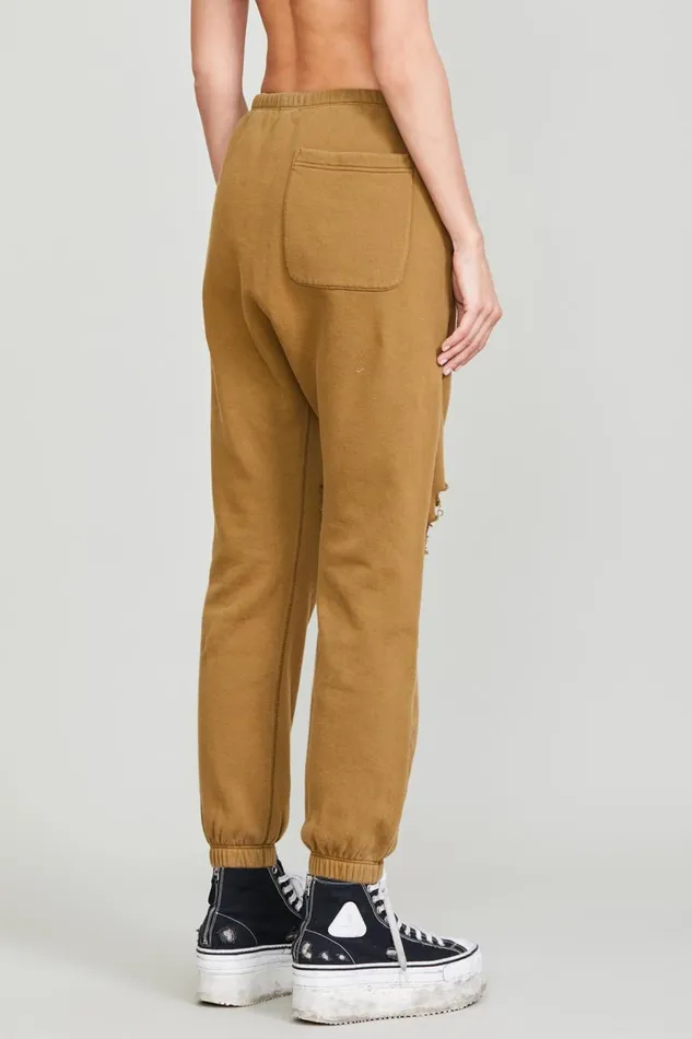 R13 Sale Women SHREDDED DROP CROTCH SWEATPANT 8211 OLIVE