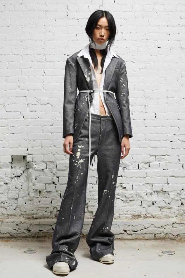 R13 Sale Women SHRUNKEN BLAZER 8211 GREY PAINT SPLATTER
