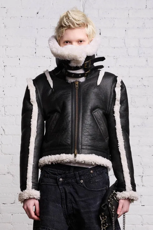 R13 Sale Women SHRUNKEN FLAT SLEEVE AVIATOR 8211 BLACK