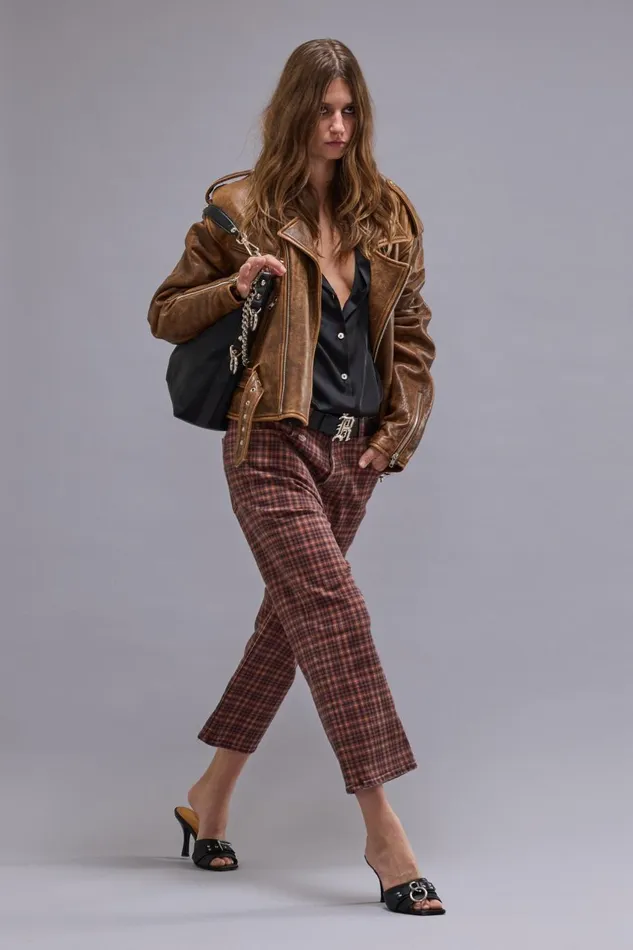 R13 Sale Women TAILORED DROP JEAN 8211 PRINTED AUBURN PLAID