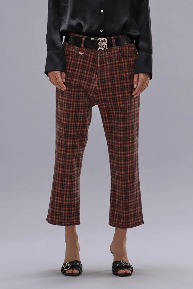 R13 Sale Women TAILORED DROP JEAN 8211 PRINTED AUBURN PLAID