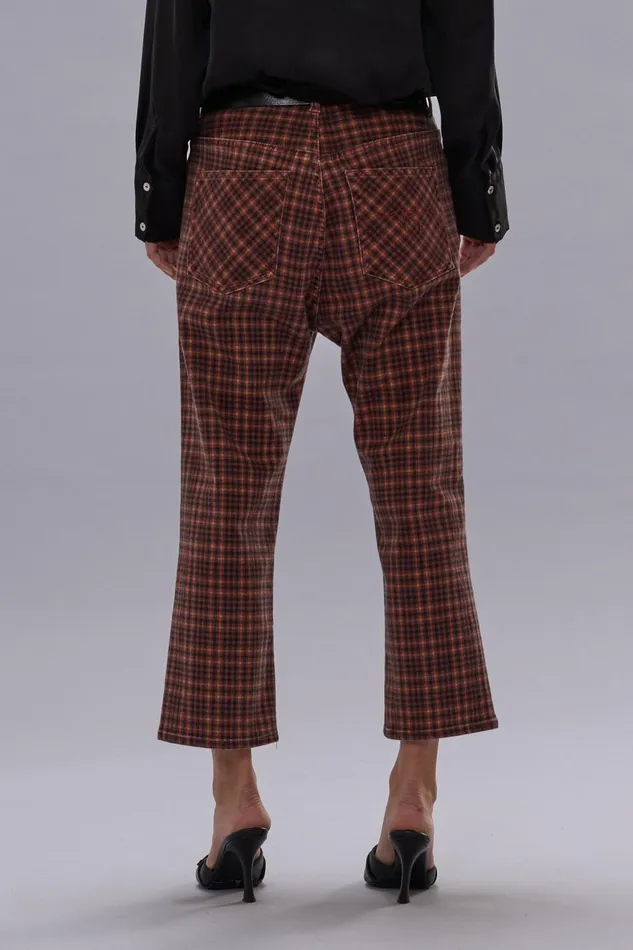 R13 Sale Women TAILORED DROP JEAN 8211 PRINTED AUBURN PLAID