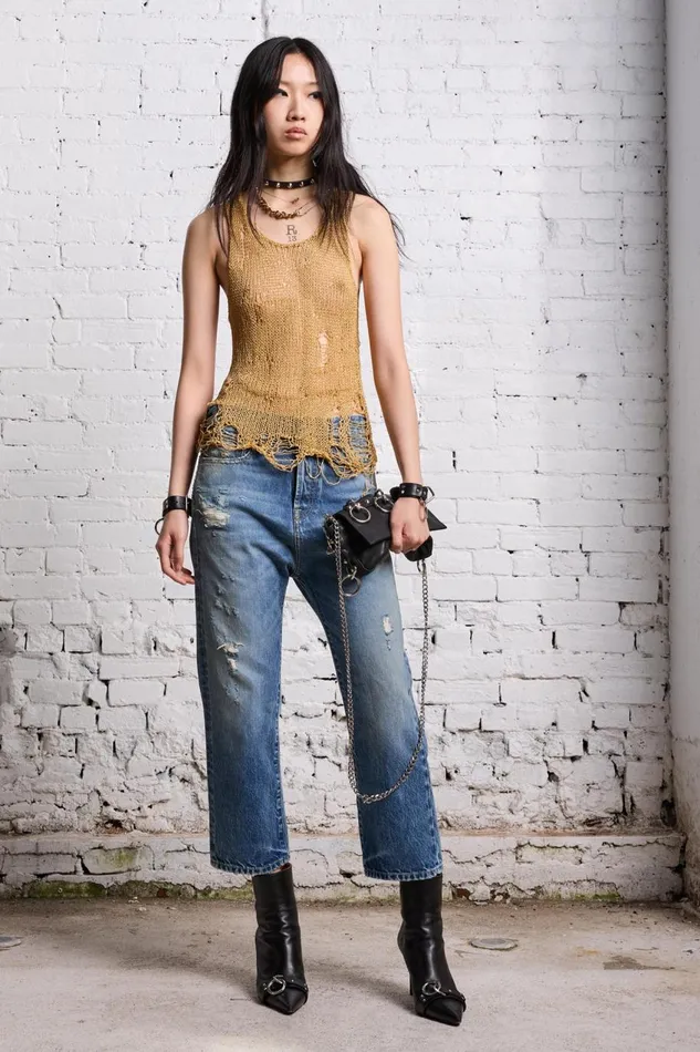 R13 Sale Women THREADBARE TANK TOP 8211 GOLD
