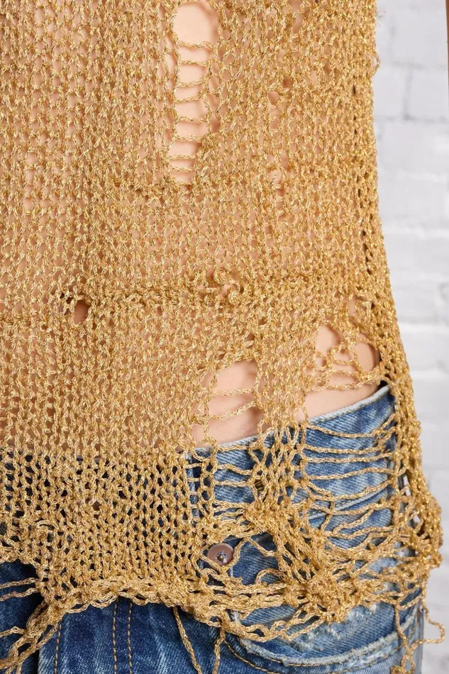 R13 Sale Women THREADBARE TANK TOP 8211 GOLD