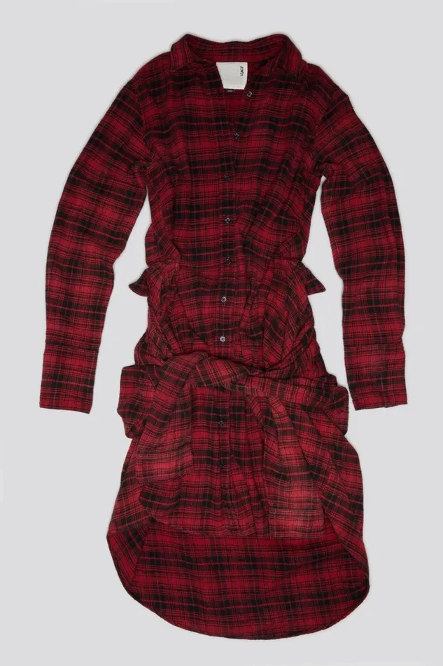 R13 Sale Women TIE SHIRTDRESS 8211 RED AND BLACK