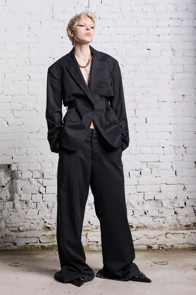 R13 Sale Women TRENCH TROUSER 8211 BLACK