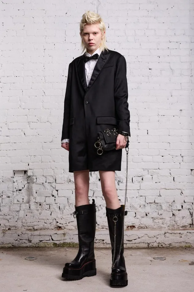 R13 Sale Women TUXEDO ROMPER 8211 BLACK