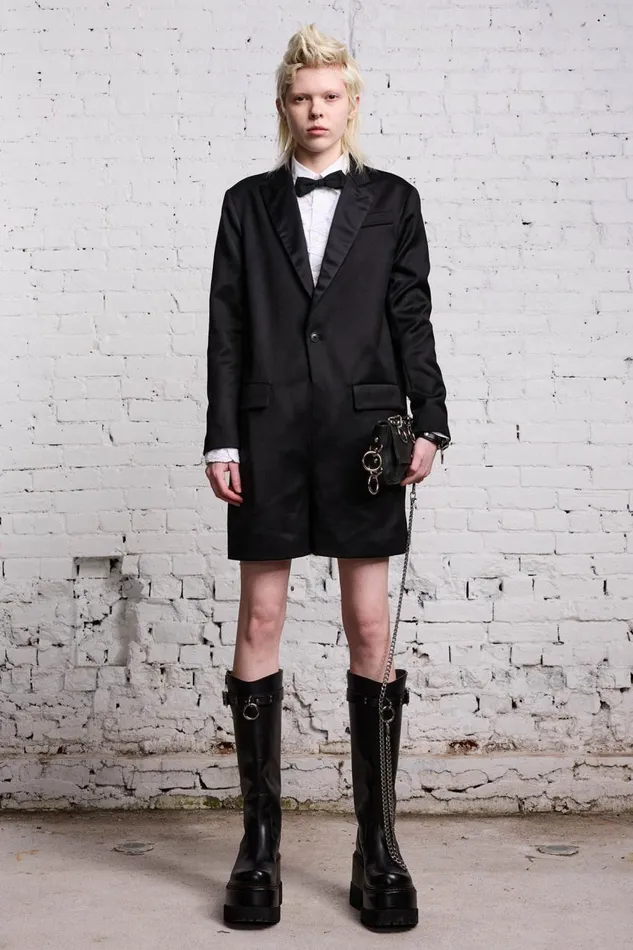 R13 Sale Women TUXEDO ROMPER 8211 BLACK
