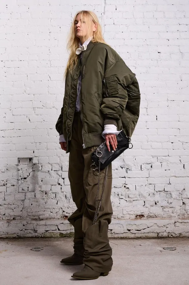 R13 Sale Women ZIP OUT DOWN BOMBER 8211 OLIVE