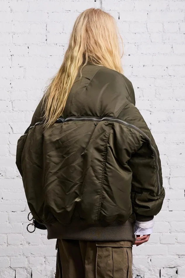 R13 Sale Women ZIP OUT DOWN BOMBER 8211 OLIVE