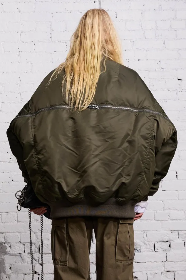 R13 Sale Women ZIP OUT DOWN BOMBER 8211 OLIVE