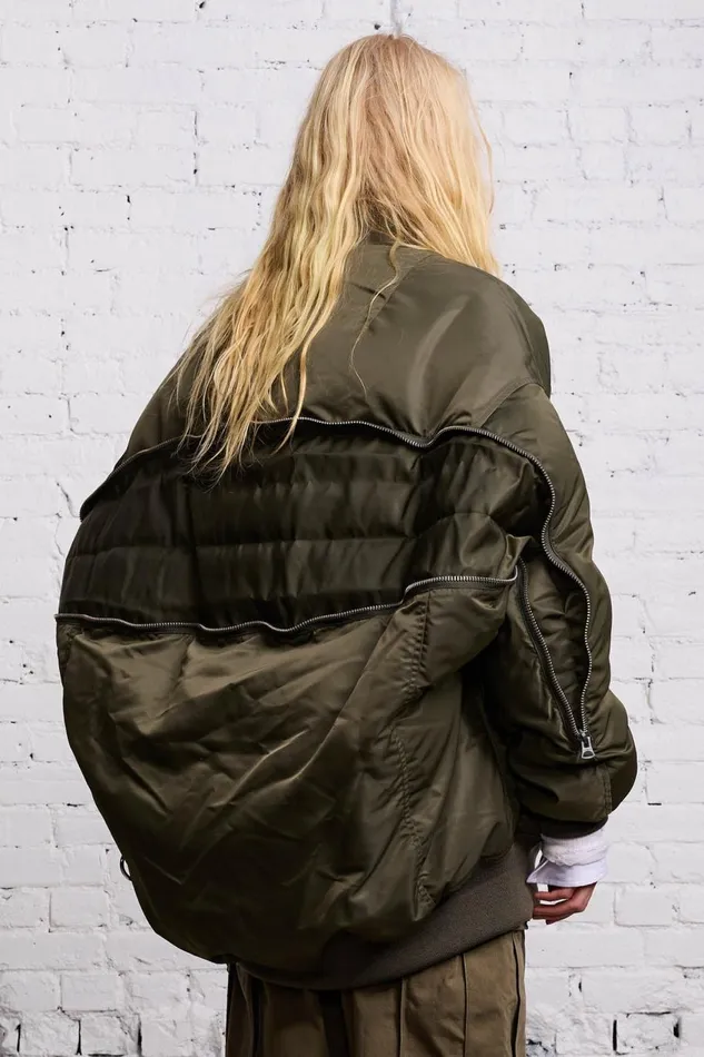 R13 Sale Women ZIP OUT DOWN BOMBER 8211 OLIVE