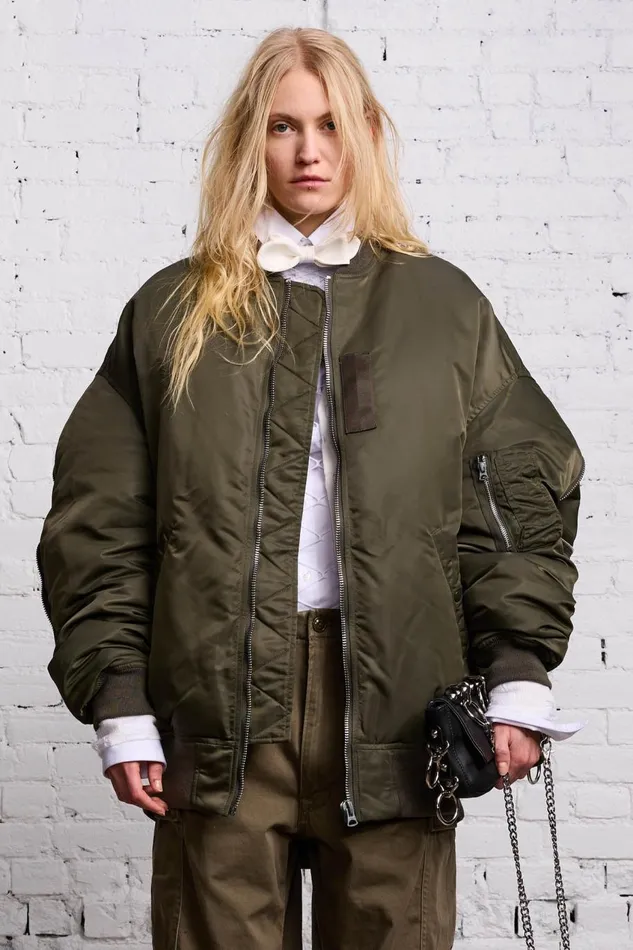 R13 Sale Women ZIP OUT DOWN BOMBER 8211 OLIVE