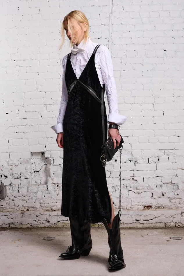 R13 Sale Women ZIPPER GRUNGE SLIP 8211 BLACK VELVET
