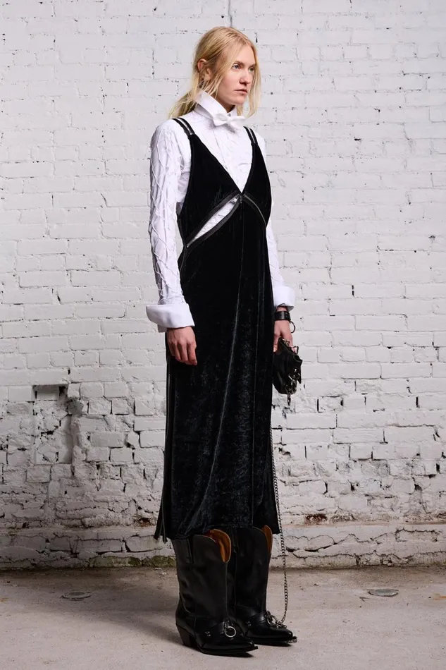 R13 Sale Women ZIPPER GRUNGE SLIP 8211 BLACK VELVET