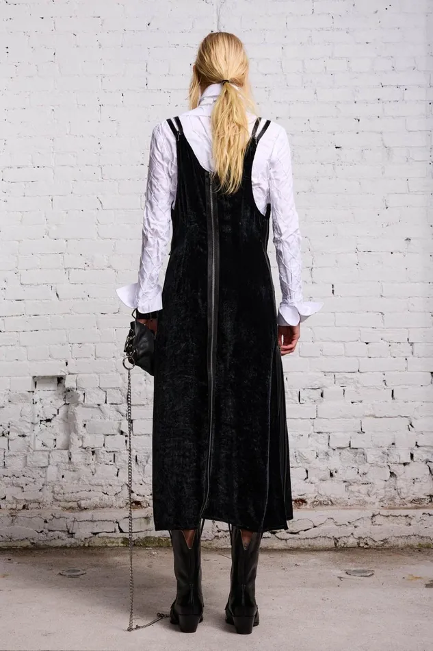 R13 Sale Women ZIPPER GRUNGE SLIP 8211 BLACK VELVET