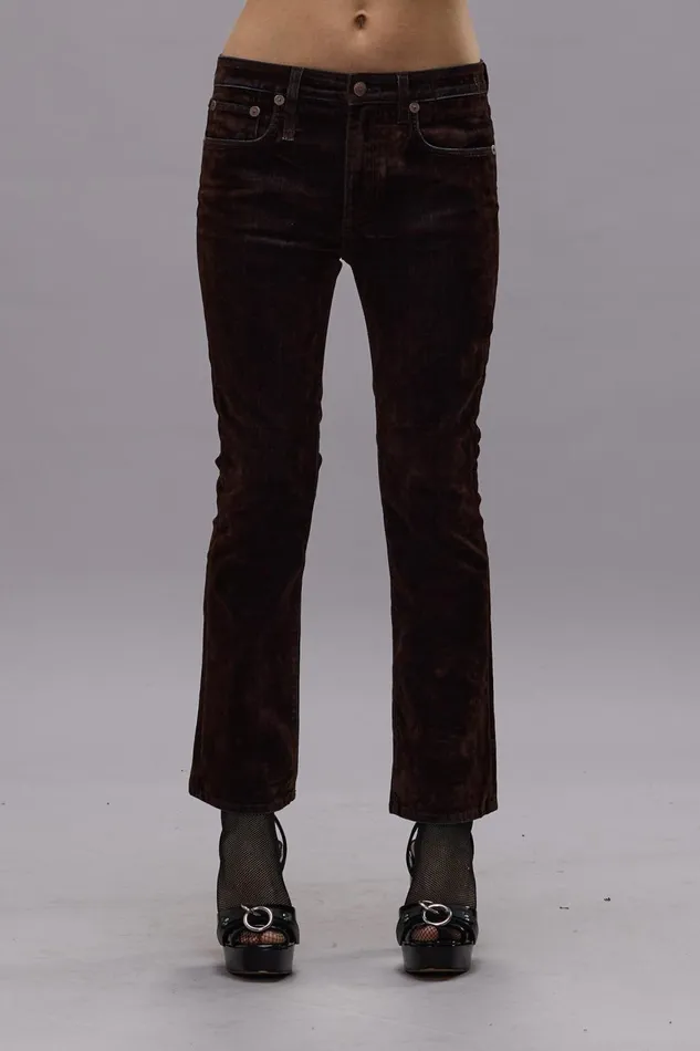 R13 Skinny Women KICK FIT JEAN 8211 FLOCKED BROWN