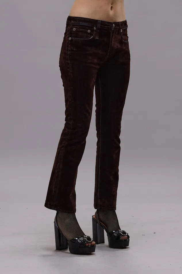R13 Skinny Women KICK FIT JEAN 8211 FLOCKED BROWN
