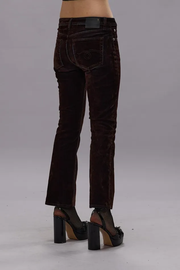 R13 Skinny Women KICK FIT JEAN 8211 FLOCKED BROWN