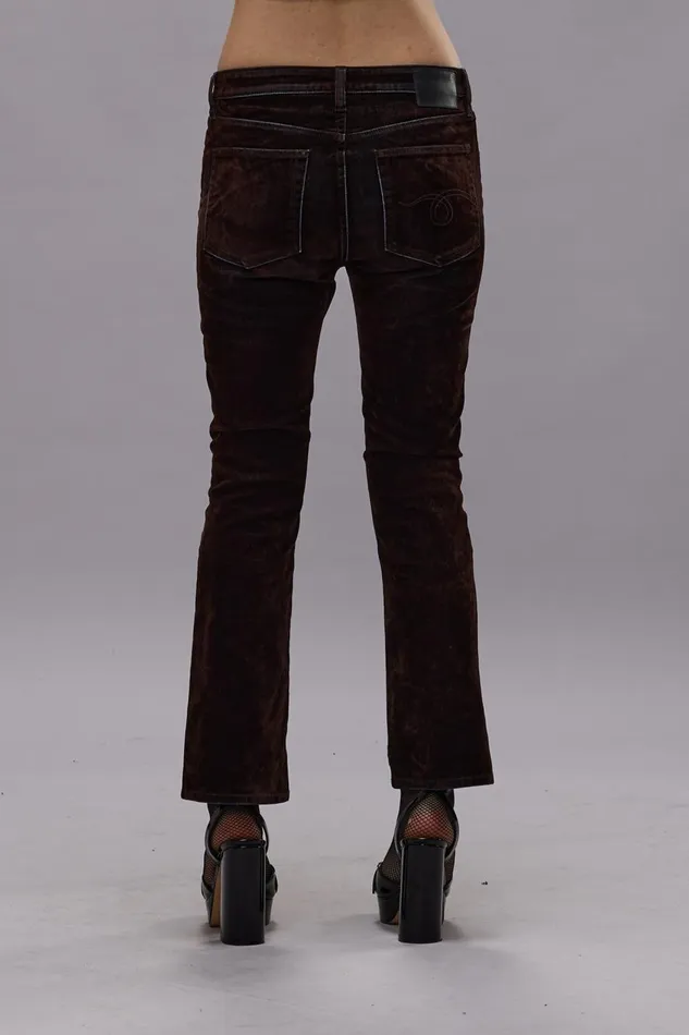 R13 Skinny Women KICK FIT JEAN 8211 FLOCKED BROWN