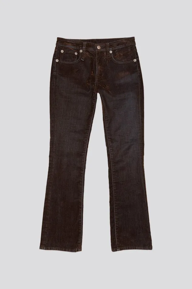 R13 Skinny Women KICK FIT JEAN 8211 FLOCKED BROWN