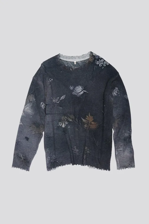 R13 Sweaters Women BOYFRIEND SWEATER 8211 BLACK FLORAL