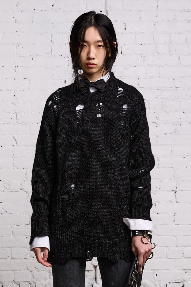 R13 Sweaters Women GRUNGE SWEATER 8211 BLACK GLITTER
