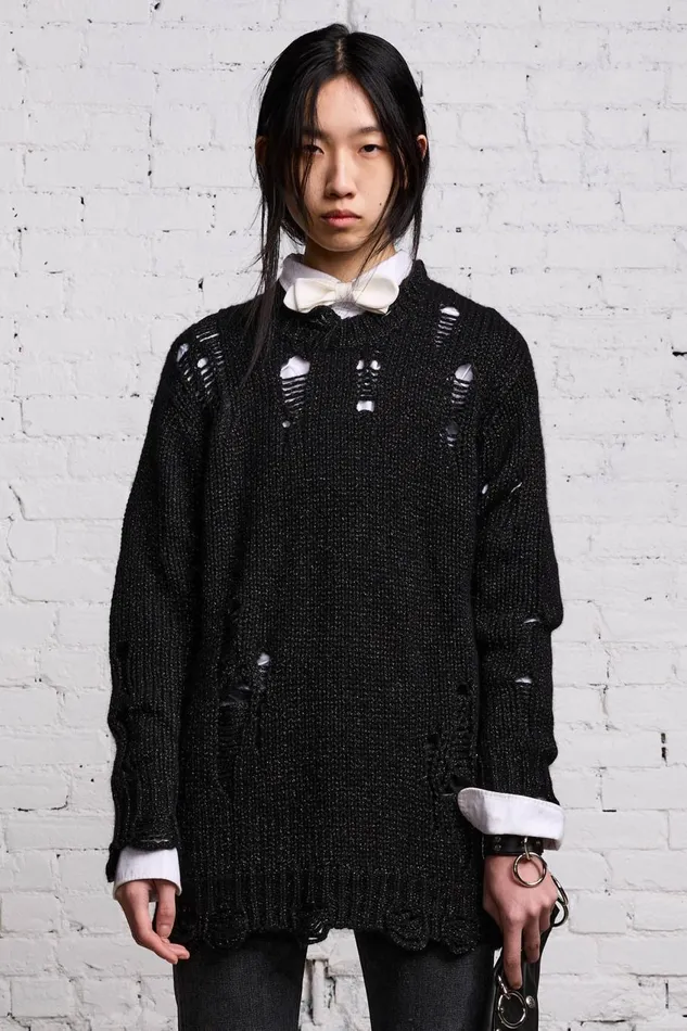 R13 Sweaters Women GRUNGE SWEATER 8211 BLACK GLITTER