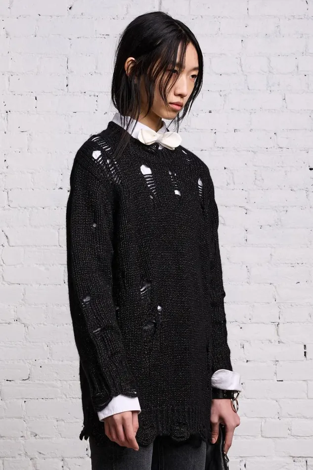 R13 Sweaters Women GRUNGE SWEATER 8211 BLACK GLITTER