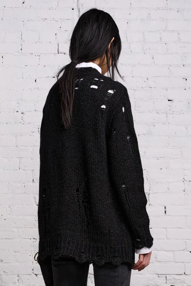 R13 Sweaters Women GRUNGE SWEATER 8211 BLACK GLITTER