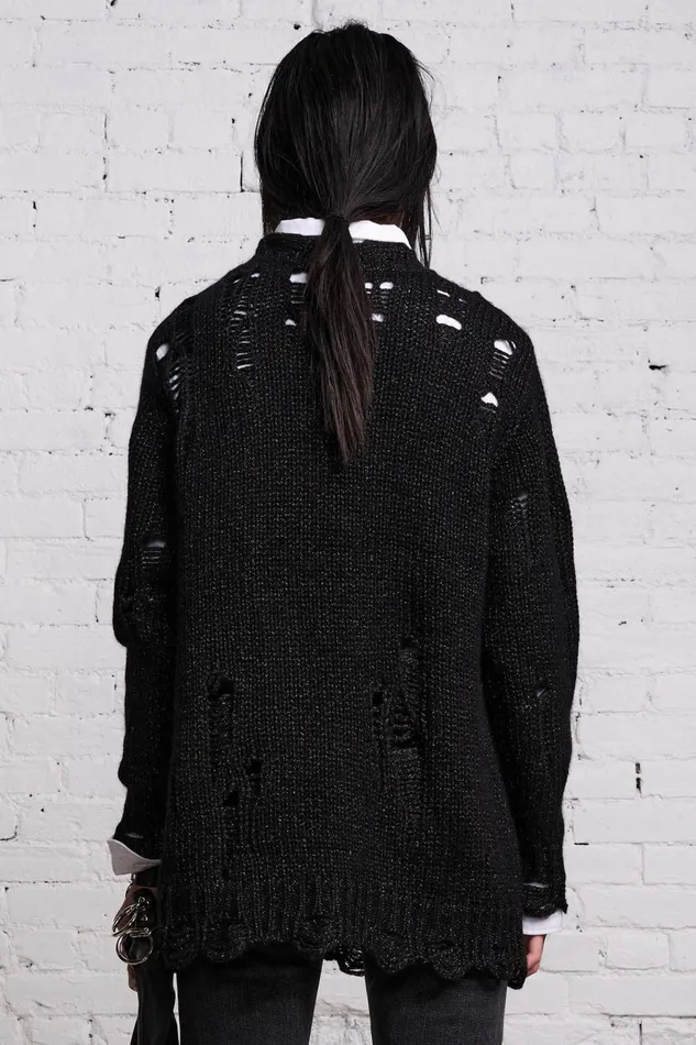 R13 Sweaters Women GRUNGE SWEATER 8211 BLACK GLITTER