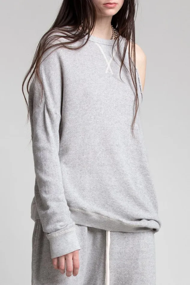 R13 Tops Women DISTORTED SWEATSHIRT 8211 HEATHER GREY R13 Tops Women DISTORTED SWEATSHIRT 8211 HEATHER GREY
