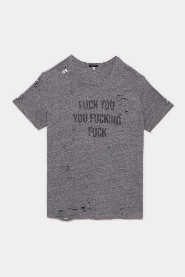 R13 Tops Women FU Ripped Boy T 8211 Heather Grey Denim