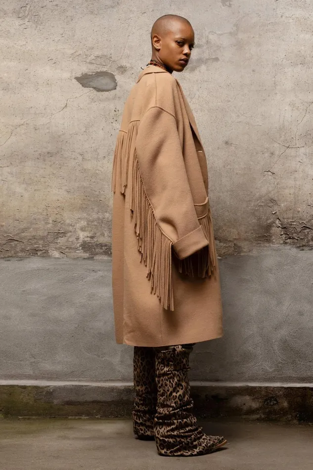 R13 Tops Women Fringe Raw Cut Coat 8211 Camel R13 Tops Women Fringe Raw Cut Coat 8211 Camel
