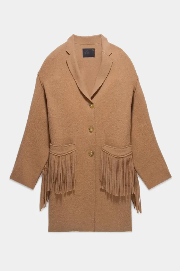 R13 Tops Women Fringe Raw Cut Coat 8211 Camel R13 Tops Women Fringe Raw Cut Coat 8211 Camel