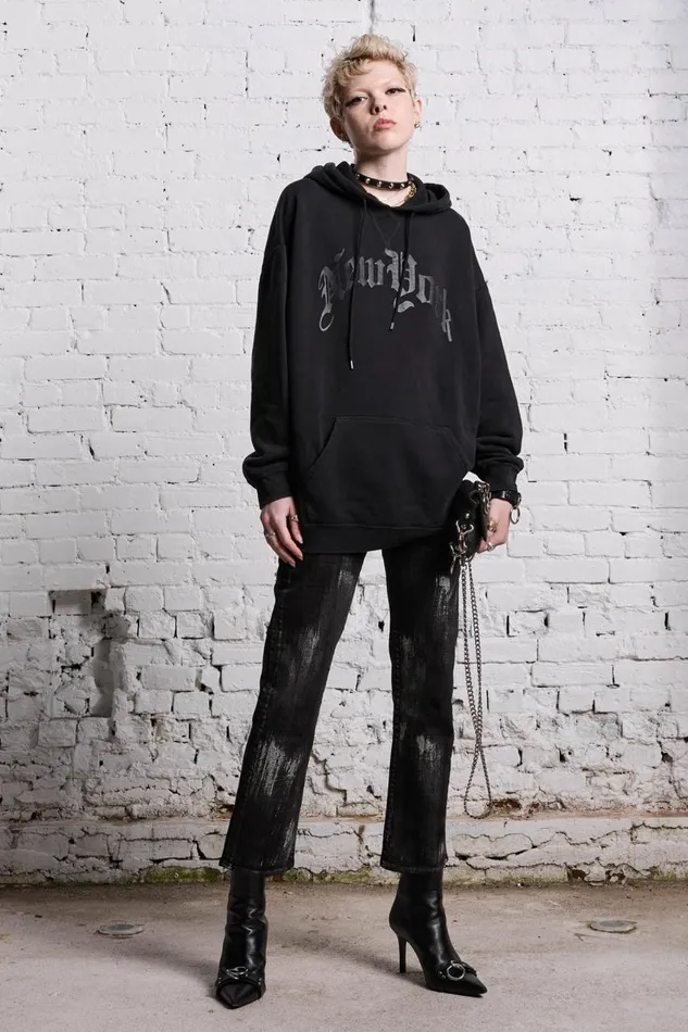 R13 Tops Women OVERSIZED NEW YORK HOODIE 8211 BLACKOUT