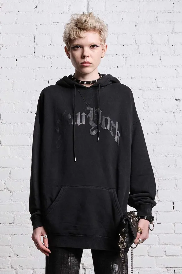R13 Tops Women OVERSIZED NEW YORK HOODIE 8211 BLACKOUT