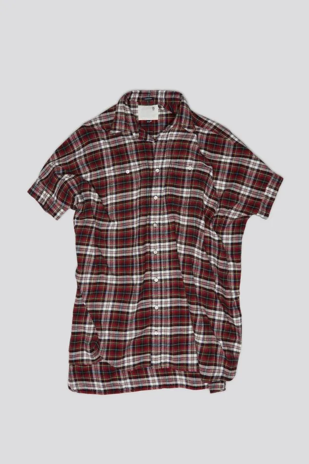 R13 Tops Women OVERSIZED RELAXED SHIRTDRESS 8211 RED AND ECRU