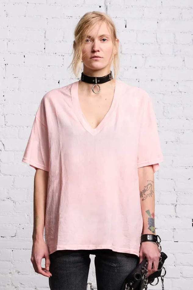 R13 Tops Women RELAXED VNECK T 8211 LIGHT PINK